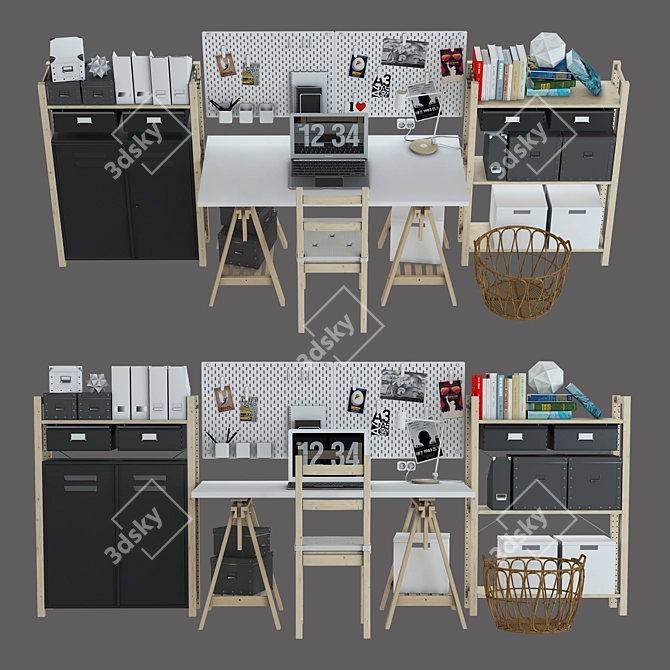 IKEA Work Zone Furniture Set 3D model image 2