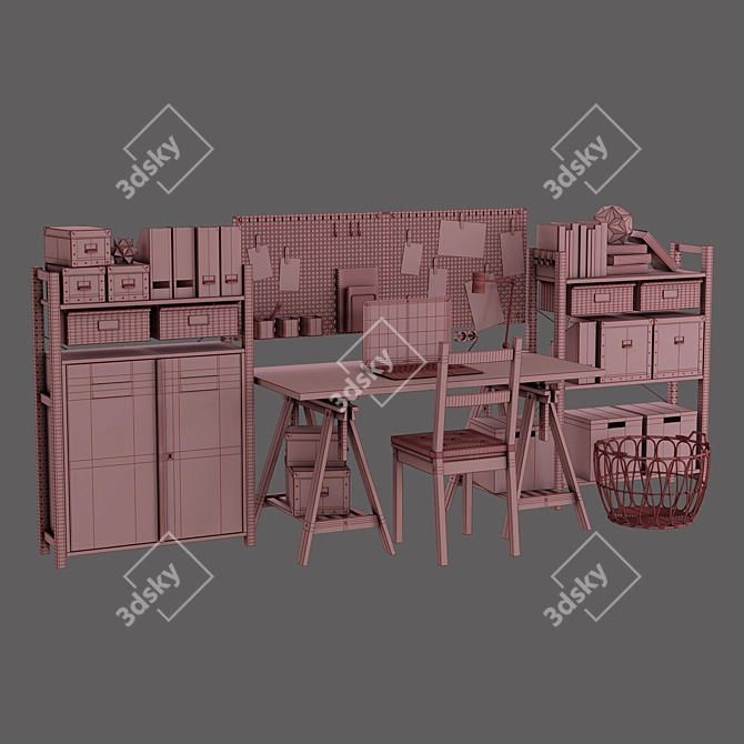 IKEA Work Zone Furniture Set 3D model image 3