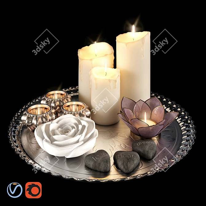 Luxury Candle Set: Handcrafted Elegance 3D model image 1