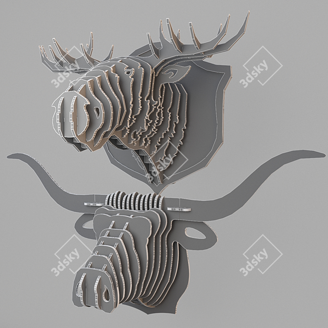 Wildlife Wall Mount: Animal Trophy Collection 3D model image 3