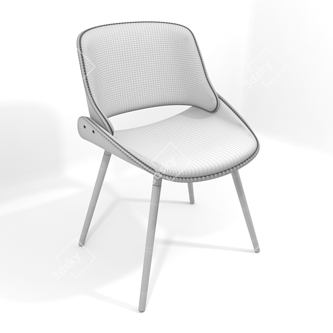 Modern Grey Walnut Chair 3D model image 2