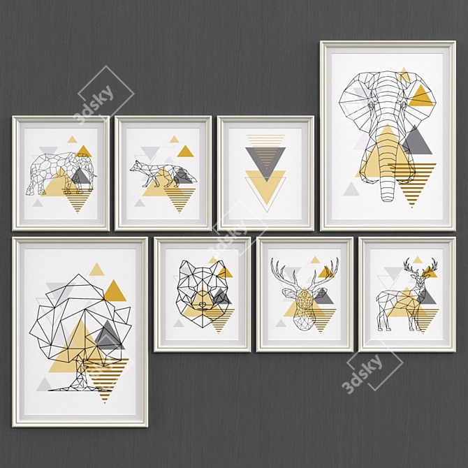 Scandinavian Geometric Art Set 3D model image 1