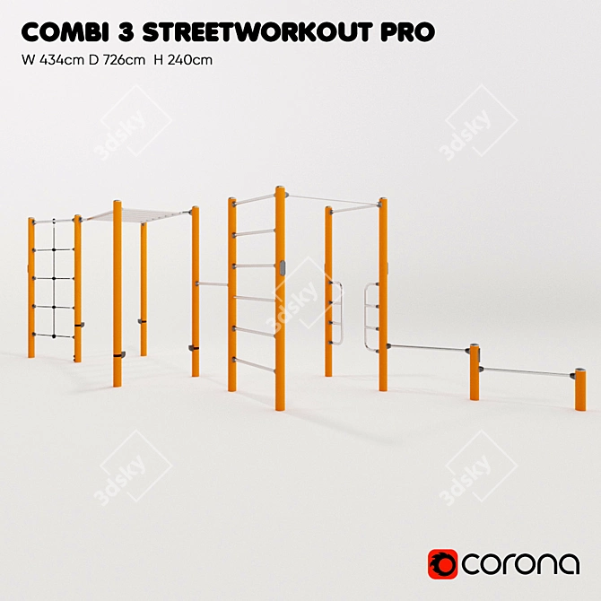 Kompan Workout Combo 3 Pro: Ultimate Street Fitness Equipment 3D model image 1