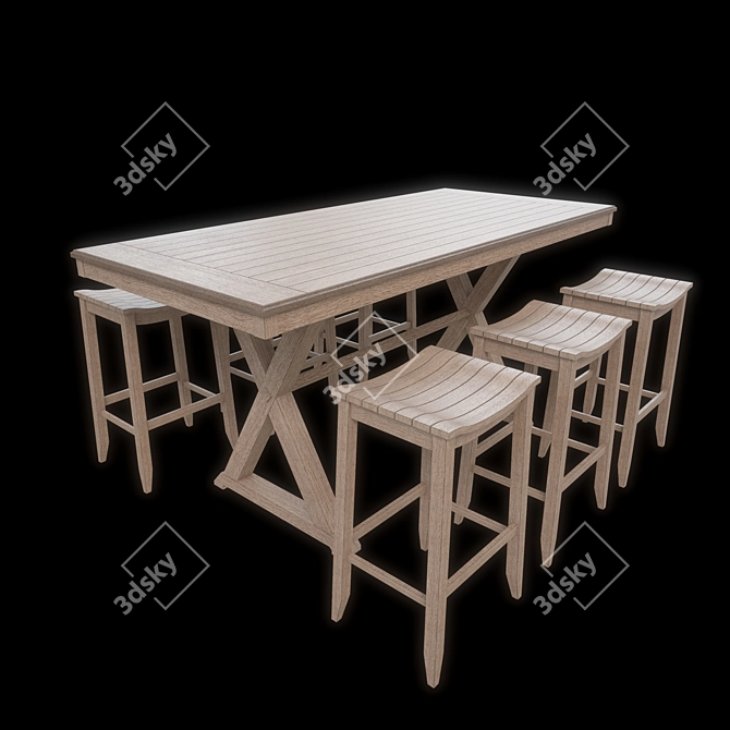 Classic American Bar Stool Set 3D model image 1