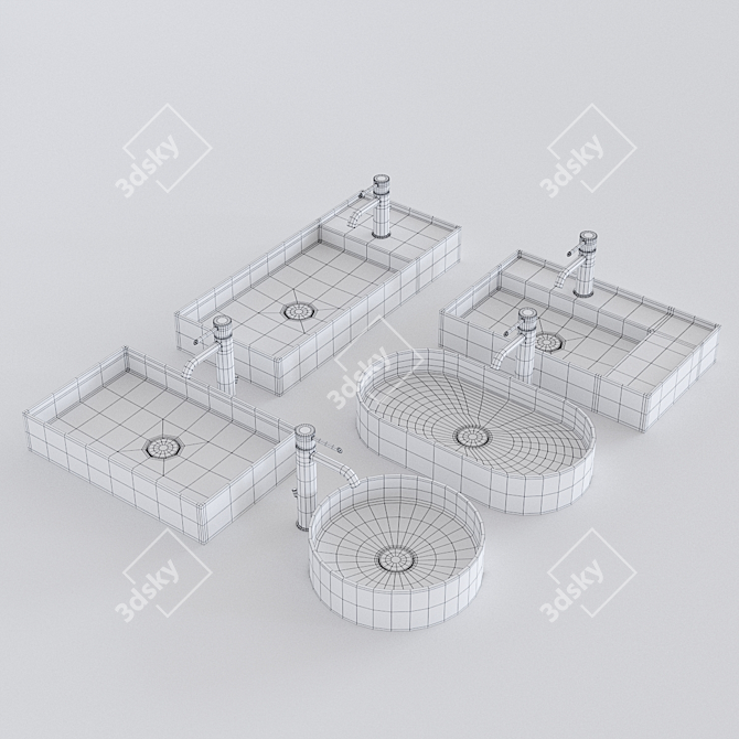 Alice Ceramica Hide Countertop Washbasin Set 3D model image 3