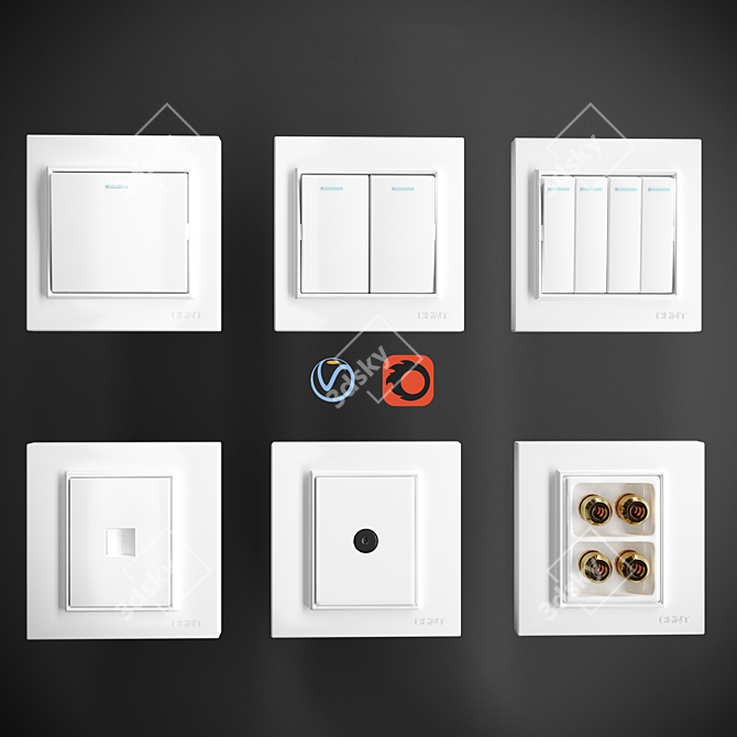 Chint 7L Series - Stylish Switch and Socket 3D model image 1