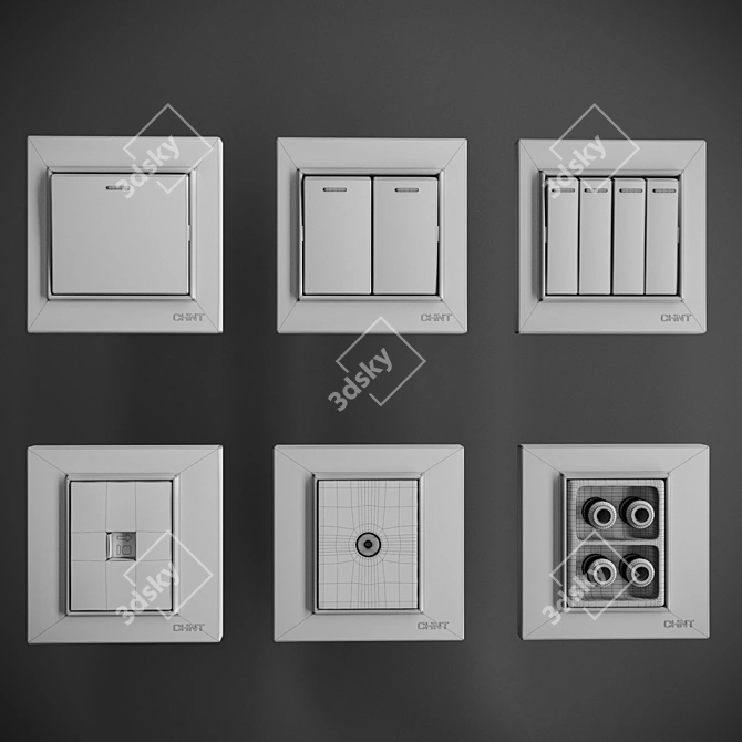 Chint 7L Series - Stylish Switch and Socket 3D model image 2