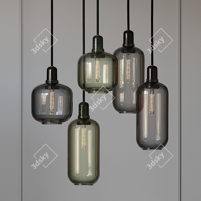 Modern Smoke Black and Green Pendant Lighting 3D model image 1