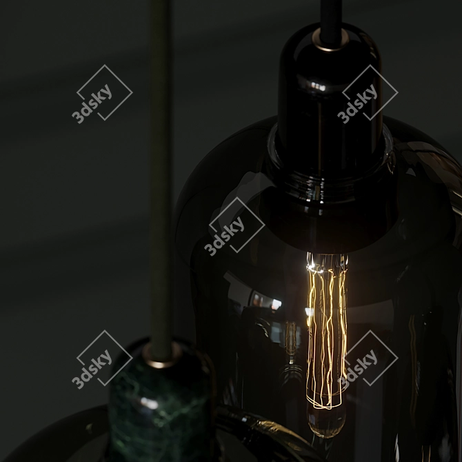 Modern Smoke Black and Green Pendant Lighting 3D model image 2