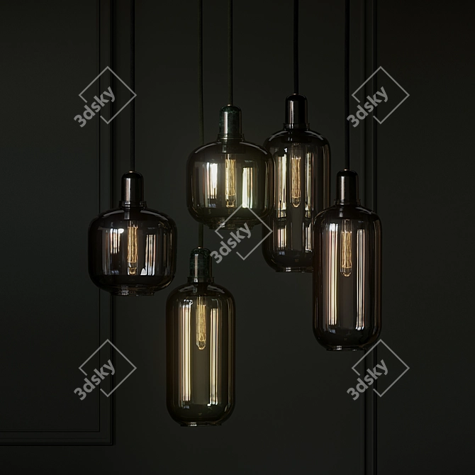 Modern Smoke Black and Green Pendant Lighting 3D model image 3