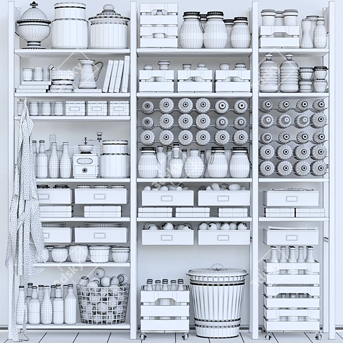 Title: Kitchen Deluxe Storage Solution 3D model image 3