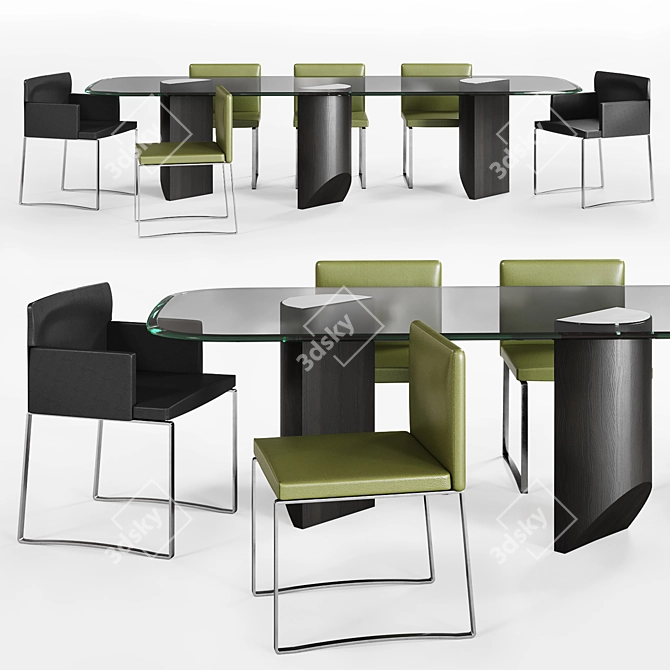 Modern Minotti Wedge Table & Flynt Stool 3D model image 1