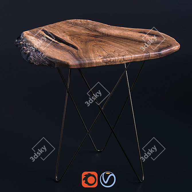 Live Edge Walnut Slab Coffee Table 3D model image 1