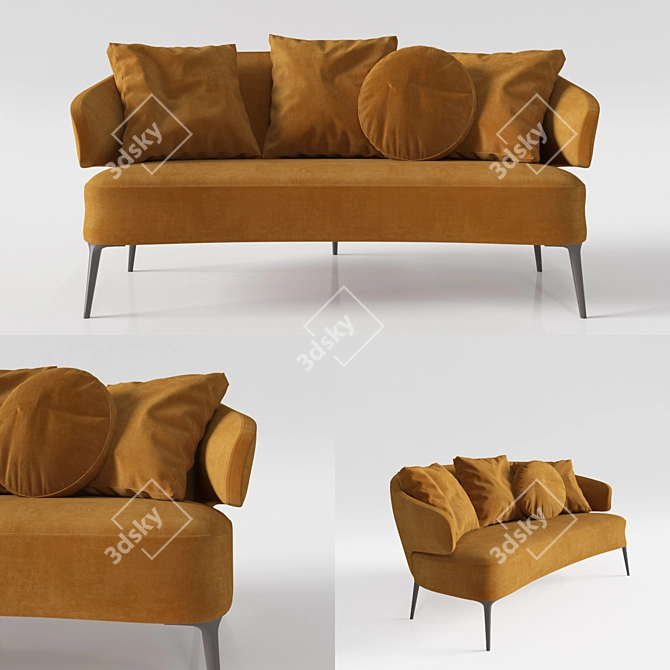 Luxury Aston Sofa with Dual Fabric Options 3D model image 2
