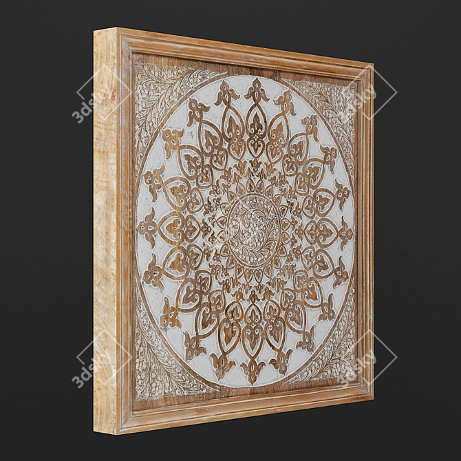 Elegant Wood Mandala Wall Art 3D model image 2