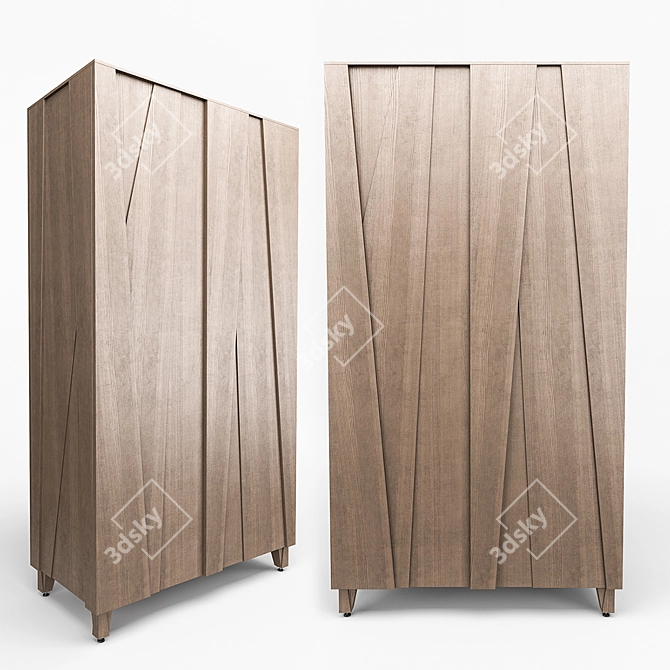 Elegant 3-Door Wardrobe 3D model image 1