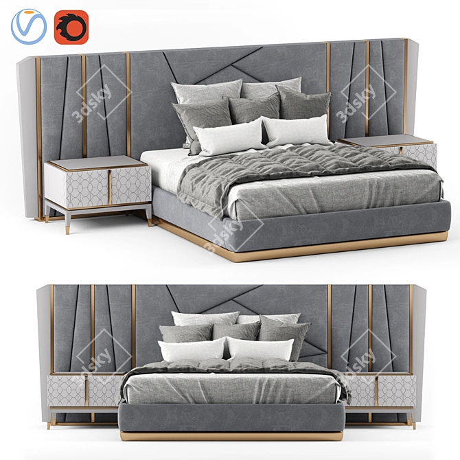 Modern Italian MASCARI Bed 3D model image 1