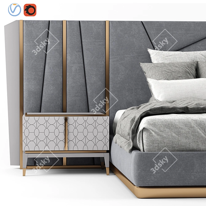 Modern Italian MASCARI Bed 3D model image 2