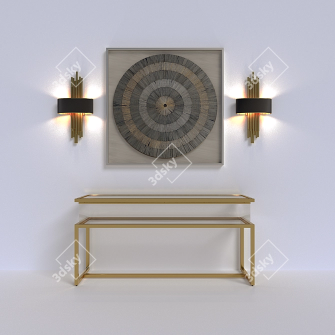 Modern Wall Sconce, Console Table & Shadow Box Set 3D model image 1