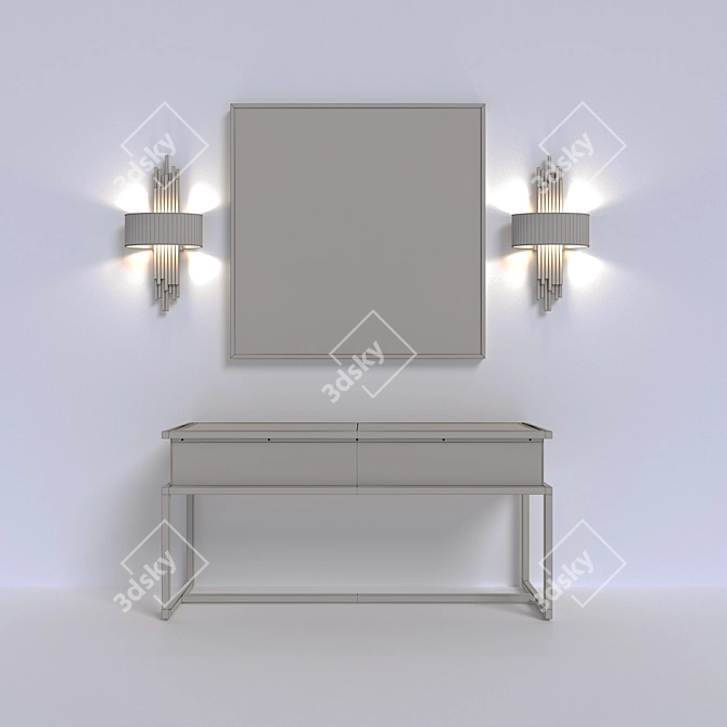 Modern Wall Sconce, Console Table & Shadow Box Set 3D model image 2