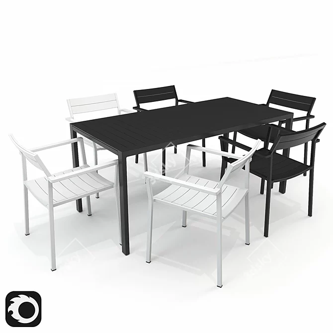 Eos Aluminium Table & Chair Set 3D model image 1