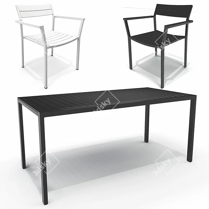 Eos Aluminium Table & Chair Set 3D model image 2