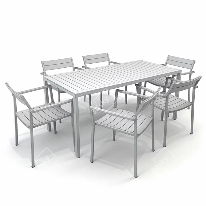 Eos Aluminium Table & Chair Set 3D model image 3