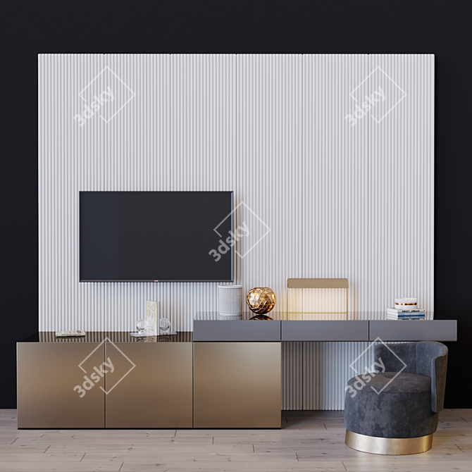 58" TV Set - High Quality and Stylish 3D model image 1