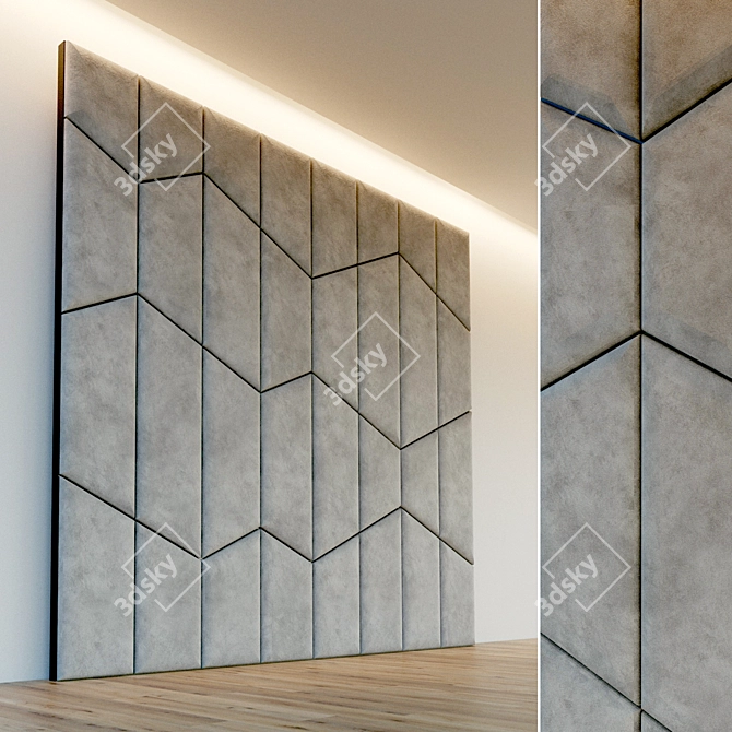 Title: Metal Accent Soft Wall Panel 3D model image 1