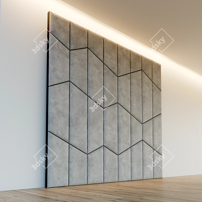 Title: Metal Accent Soft Wall Panel 3D model image 2