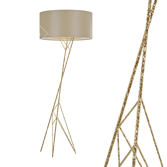 Naomi Gold Floor Lamp: Art Deco Style, 1600mm Height 3D model image 1