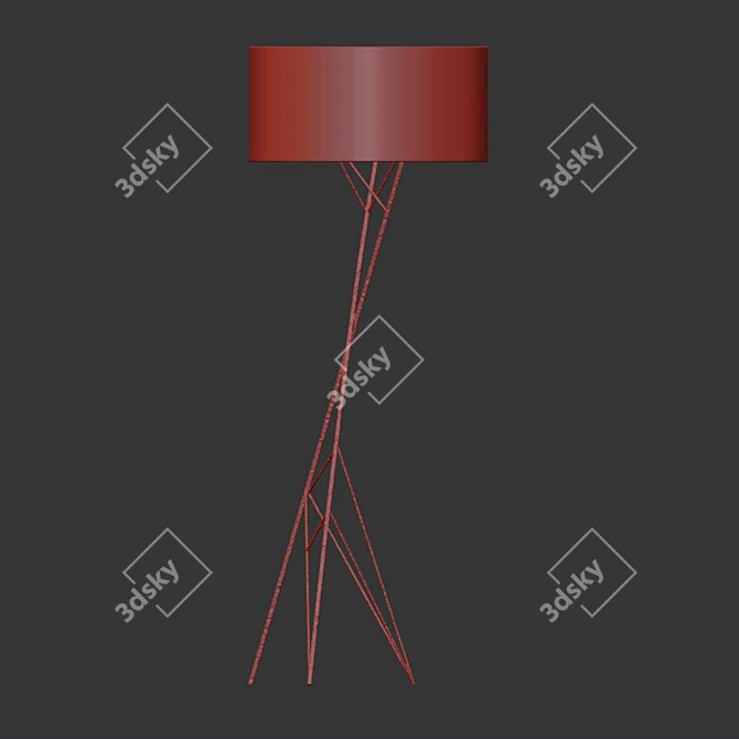 Naomi Gold Floor Lamp: Art Deco Style, 1600mm Height 3D model image 2