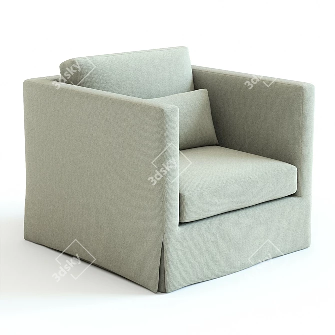 Elegant West Elm Bordeaux Armchair 3D model image 1