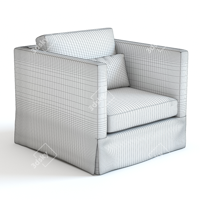 Elegant West Elm Bordeaux Armchair 3D model image 2