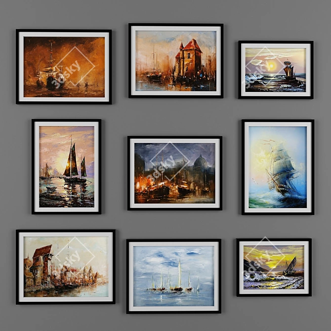 Elegant Oil Painting Frame Kit 3D model image 1