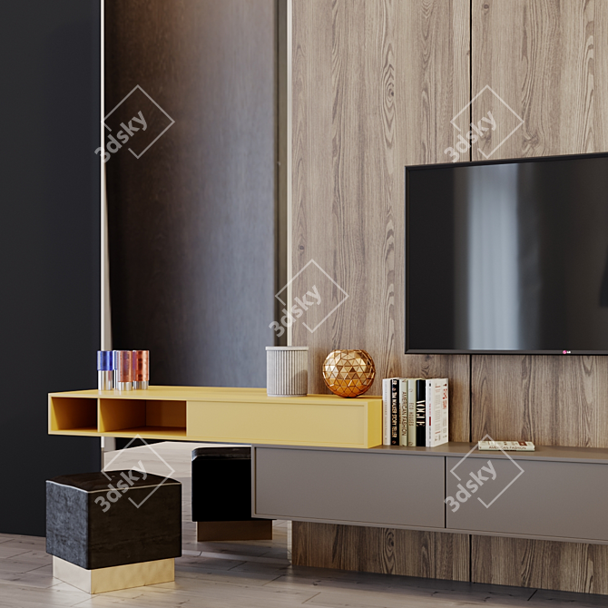 59" TV Set with V-Ray Compatible Materials 3D model image 2