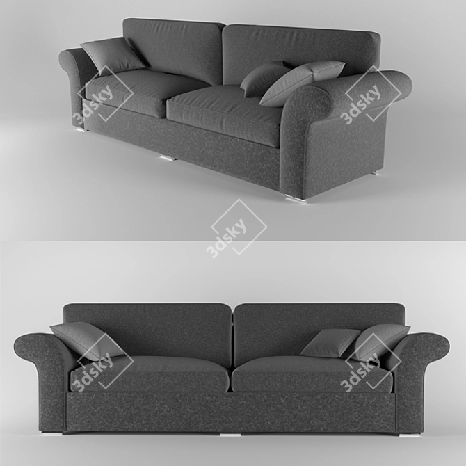 Elegant Gray Classic Sofa 3D model image 1