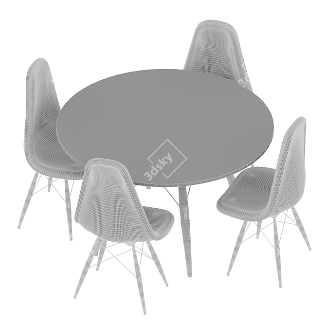 Modern Dining Table Set 3D model image 3