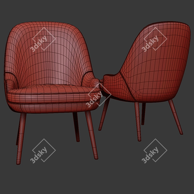 Contemporary Upholstered Dining Chair 3D model image 3