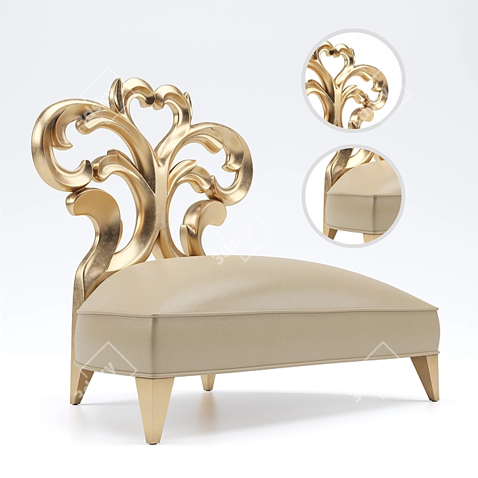 Elegant Heart-Back Occasional Chair 3D model image 1