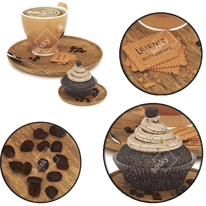 Elegant Coffee Set 3D model image 2