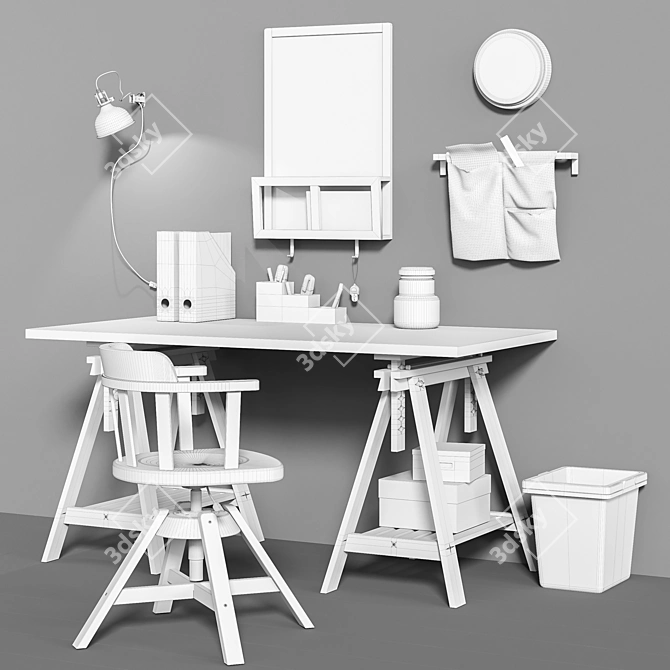 Efficient and Stylish Workplace Set 3D model image 3