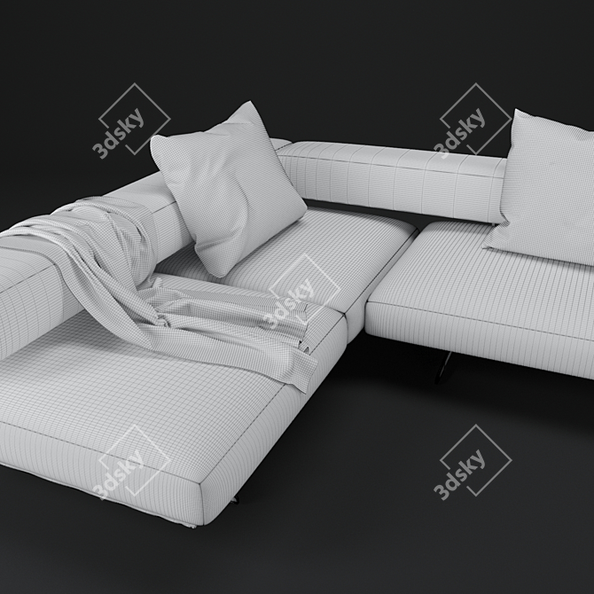 Luxury Wing Sectional Sofa 3D model image 3