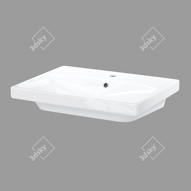 CITY 60: White Inset Washbasin 3D model image 1