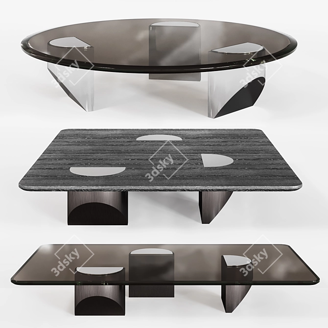 Minimalist Corona Wedge Coffee Table 3D model image 1
