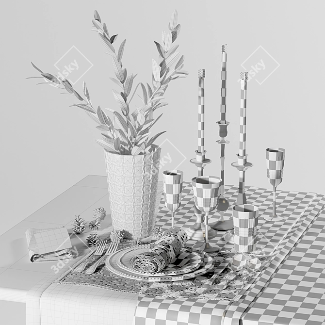 Elegant Table Settings with EMMA Salad Plate & Cristal d'Arques 3D model image 3