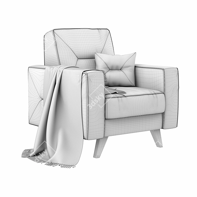 Minimalist Bari Armchair 3D model image 3