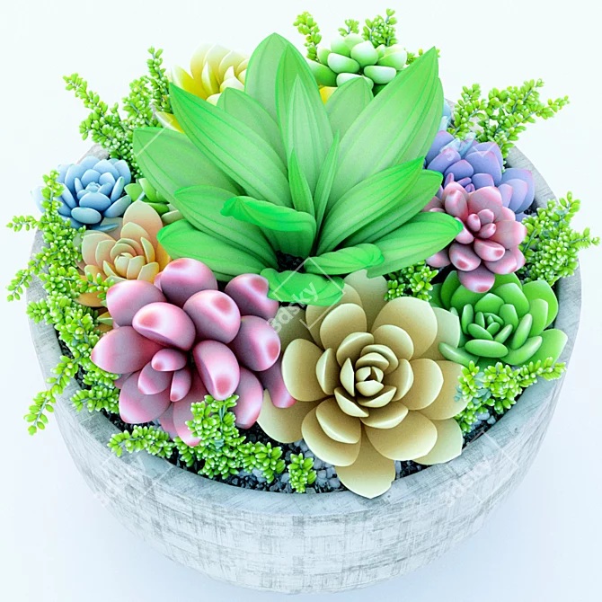 Sleek Succulent Plant Pot 3D model image 2