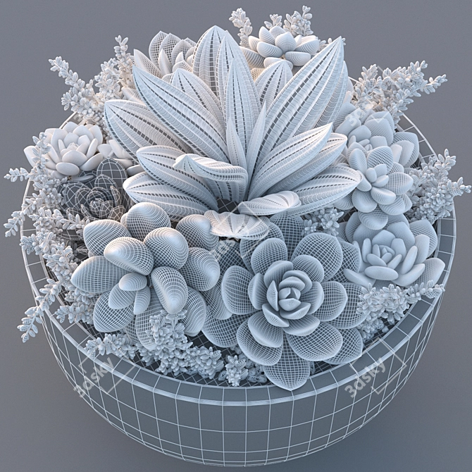 Sleek Succulent Plant Pot 3D model image 3