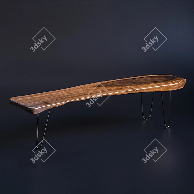 Brass-Edged Slab | Long Slab Table 3D model image 2